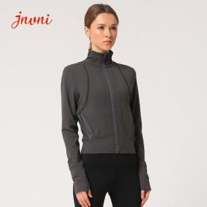 Quality 280gsm Women Yoga Jacket Turtleneck Zipper Slim Fit Yoga Jacket With Hidden Pockets wholesale