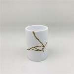 Golden Foil Hand Painted Polyresin Bathroom Accessories Set In white Sand