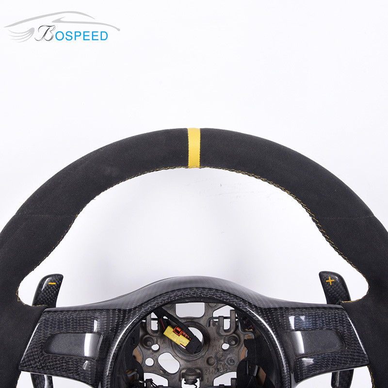 400mm Full Leather Alcantara Porsche 992 Steering Wheel Yellow Stripe