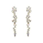 Cluster Drop Bridal Statement Earrings White Cubic Zircon Brass Earrings