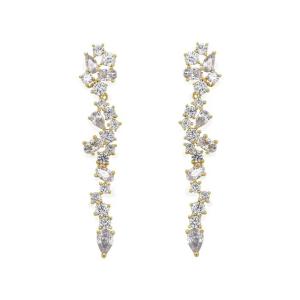 Quality Cluster Drop Bridal Statement Earrings White Cubic Zircon Brass Earrings Customized wholesale