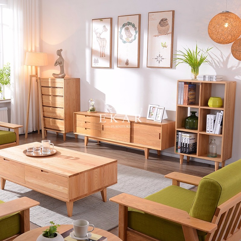 New Model Oak Burlywood Modern Wooden Tv Furniture Tv Stand Pictures FL-B005-B