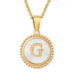 Unique Jewelry 16MM 18K Gold Plated Stainless Steel 3D Shell Letter Necklace