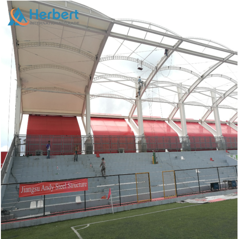 0.8mm Roof PVDF Tension Membrane Structure Buildings Q235 For Sports Sdium