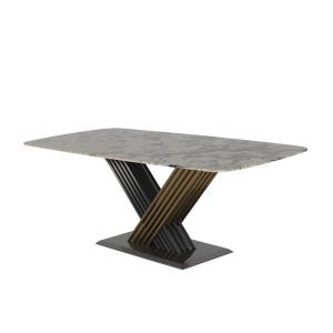 China Stainless Marble Rectangle Dining Table Restaurant Furniture Dining Room Use on sale