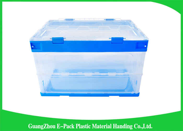 Solid Attached Lids Collapsible Plastic Containers Stocked For Supermarket