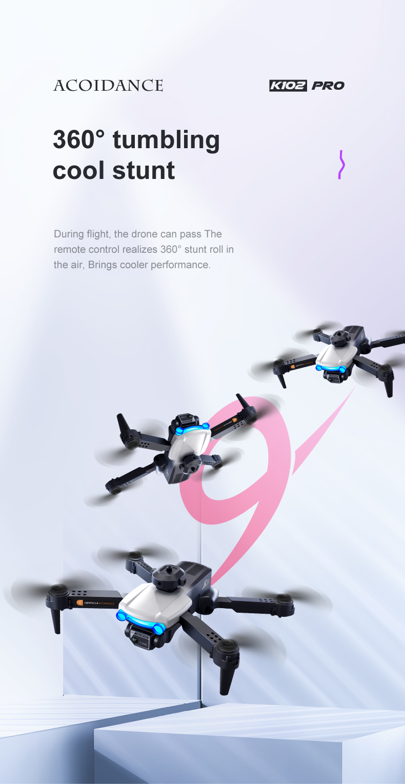 K102 Pro Mini Drone 4K HD Dual Camera Four-Way Obstacle Avoidance and Professional Optical Flow Technology for Long Range