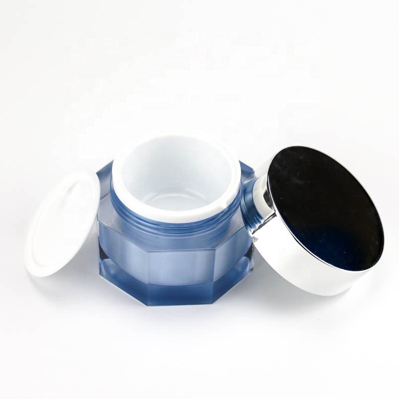Octagon Shape Acrylic Jar 50g For Skin Care Empty Clear Cream Cosmetic Container