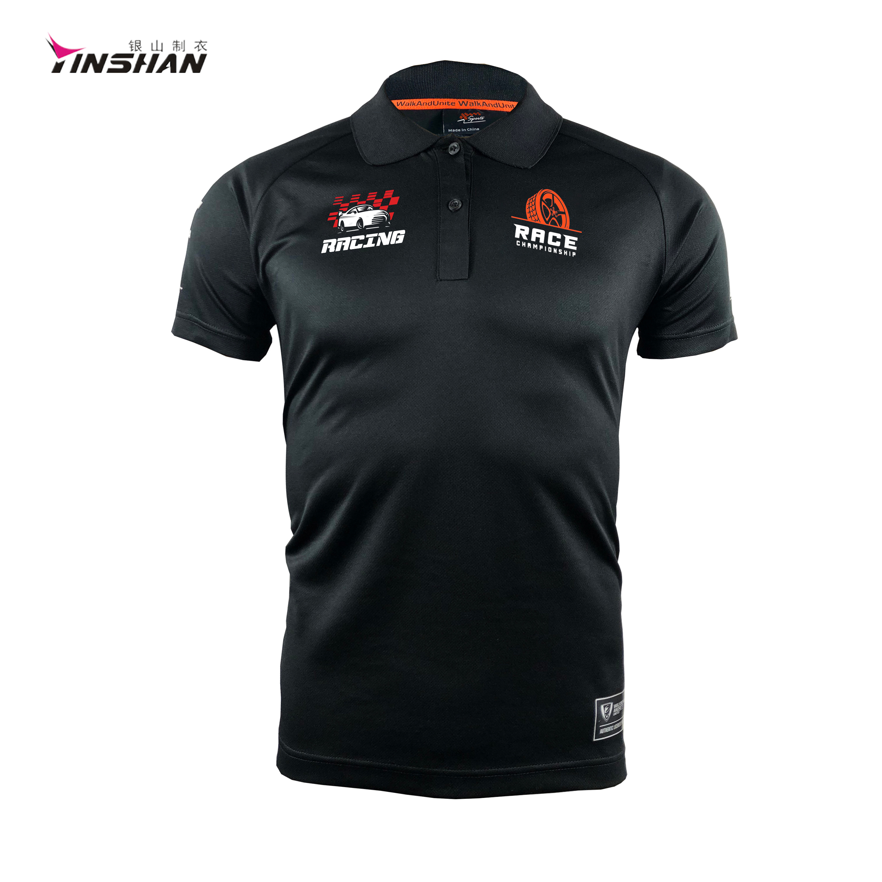 O-Neck Collar F1 Racing Team Quick Dry Pit Crew Polo Shirts 100% Polyester for Adults