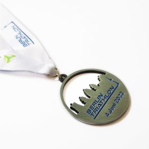 Quality Antique Triathlon Metal Sports Medal Round With Die Casting Sponsor Logo wholesale