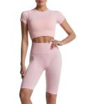 Custom Clothing Workout Sets For Women 2 Piece Seamless Ribbed Crop Tank High