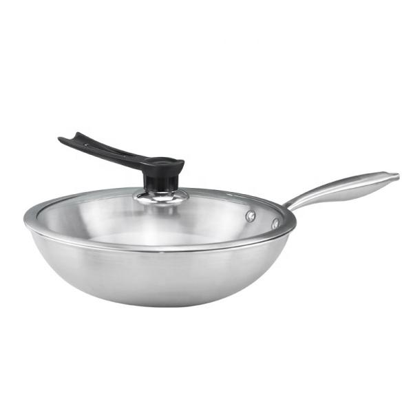 Customized Kitchen 18/8 Stainless Steel Wok Tri-ply Non-stick Frying Pan