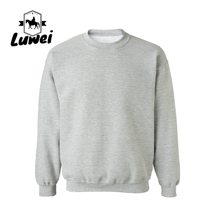 Organic Embroidery Oversize Oem Clothing 80% Cotton 20% Polyester Long Sleeve Solid Color Man Pullover Round Neck Blank Hoodie