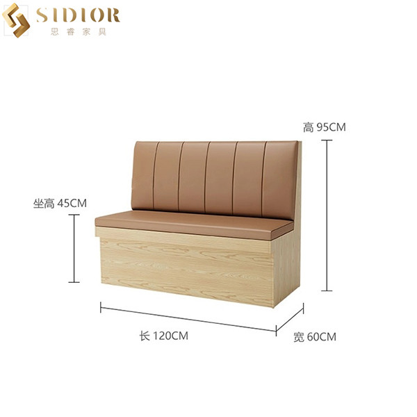 Custom PU Leather Restaurant Booth 1m Length 2 Seater Sofa Chair