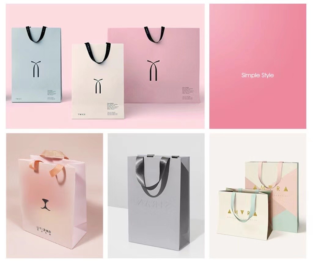 ODM Grapefruit Color Paper Garment Bags Custom Printed Paper Take Out Bags
