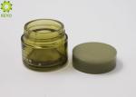 Round Shape Green Cosmetic Face Mask Jar 50g Heat Resistant Glass Material Made