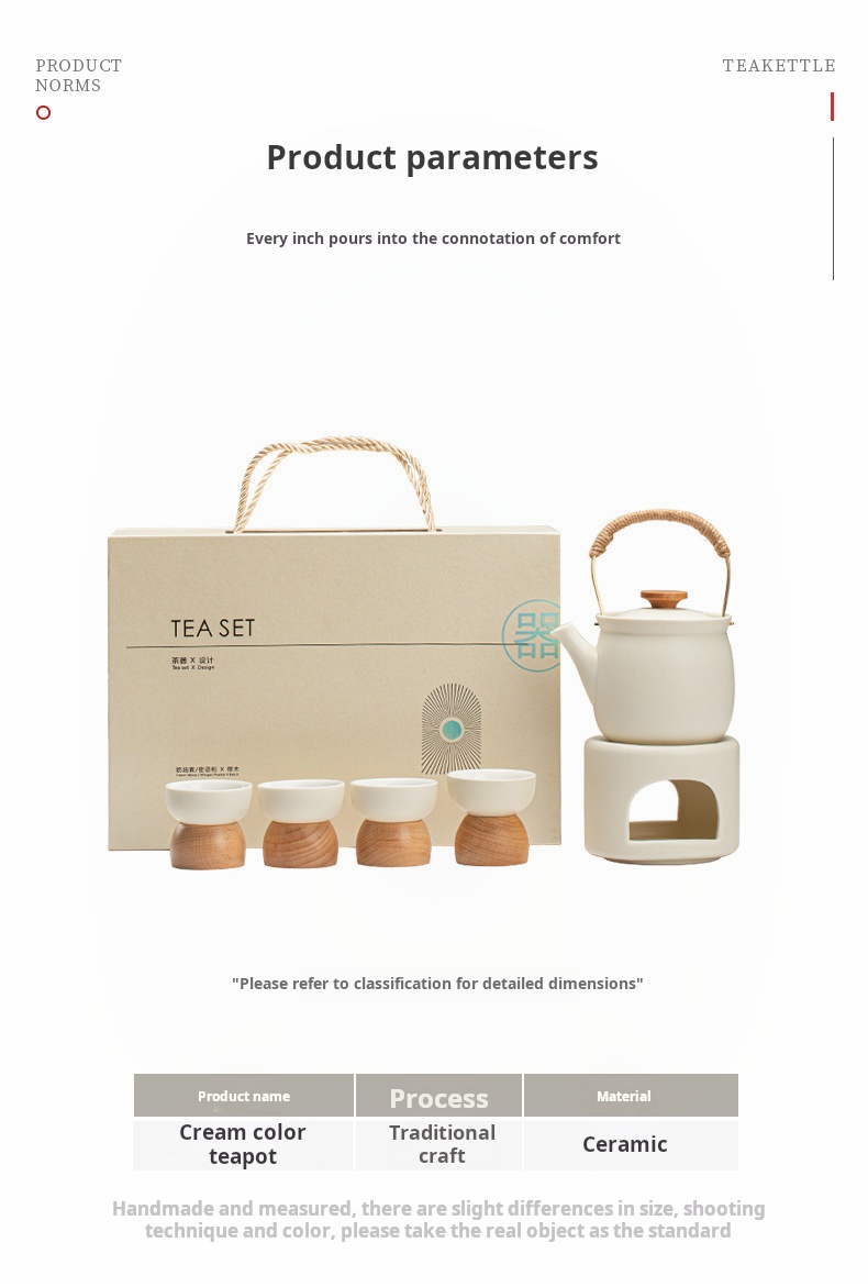 European-Style Loop-Handled Ceramic Tea Warmer for Home Hotel Restaurant and Office