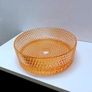 Quality Diamond Shape Crystal Vessel Sink Orange Color Table Top Wash Basin wholesale
