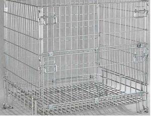 Quality Galvanized Metal Storage Cage Foldable Mesh Box Pallets 800kg Load Capacity wholesale