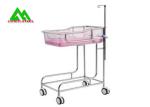 Stainless Steel Infant Hospital Bed , Ward Room Hospital Nursery Cribs Trolley