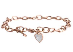 Quality Titanium steel peach heart shell bracelet female vacuum plating 18k gold jewelry Bohemian hand string key pendant wholesale