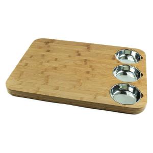Quality Kitchen Moso Bamboo Butcher Block With Stainless Steel Bowls OEM wholesale