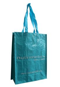 Quality 140g Blue Shining PP Shopping Bag, Recyclable Carrier Bags With Nylon Handle wholesale