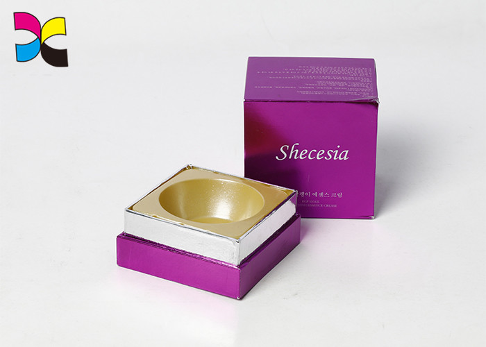 Fancy Paper Custom Made Presentation Boxes Purple Luxury Silver Foil Printing