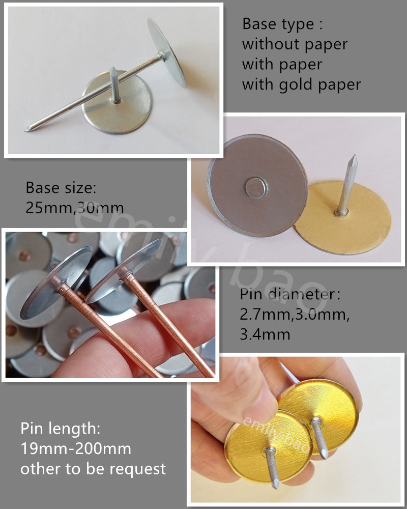 Galvanized Steel Cup Head Weld Pins,12ga Insulated Cup Head Pins With Paper Base