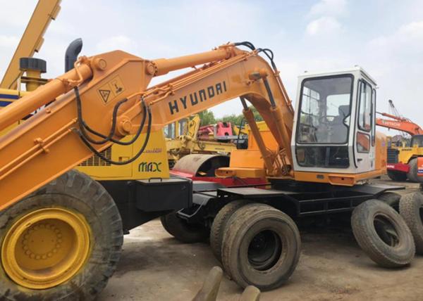 Used Excavator Machine hyundai 130W wheel excavator 2004 yellow Korea excavator