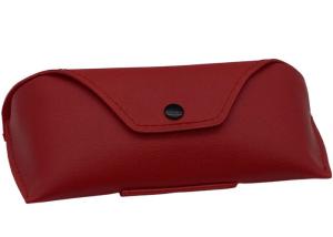 Quality Handmade Red Leather Glasses Case With Button , Leather Sunglasses Holder wholesale