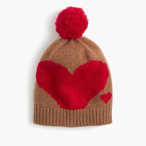 Quality Women ' S Heart Jacquard Knitted Pom Pom Hat 100 Percent Cashmere Material wholesale