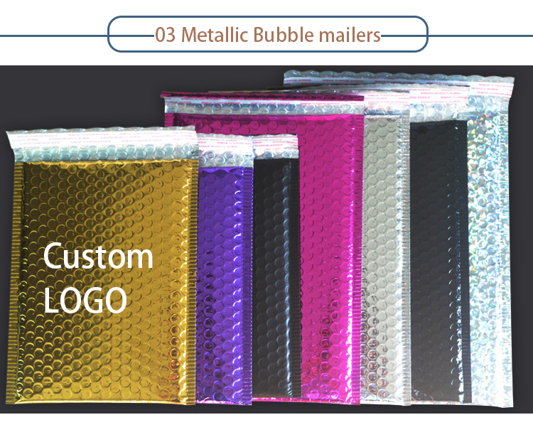 Wholesale Black Envelope Metallic Customized Printed Custom Poly Bubble Mailer Bag