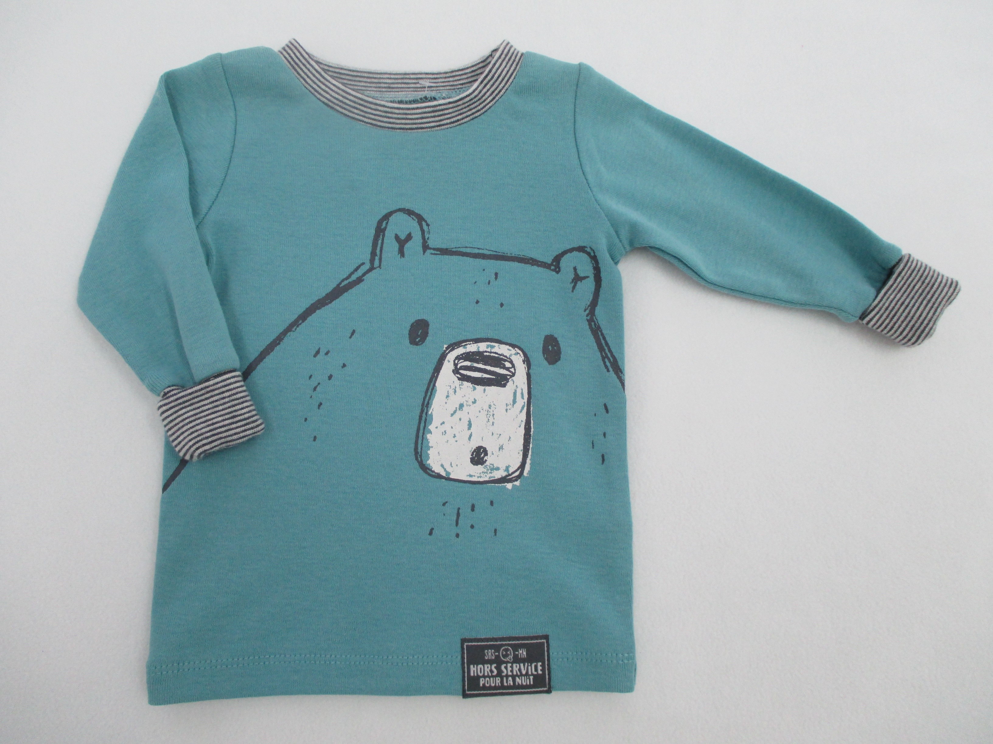 Cotton 1x 1 Rib Baby Boy 2pcs Set O Neck Collar Ribbed Pyjama Set