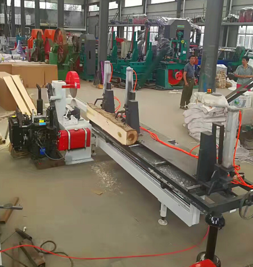 China supply PLC auto double blades circular sawmill with log carriage planks cutting saw