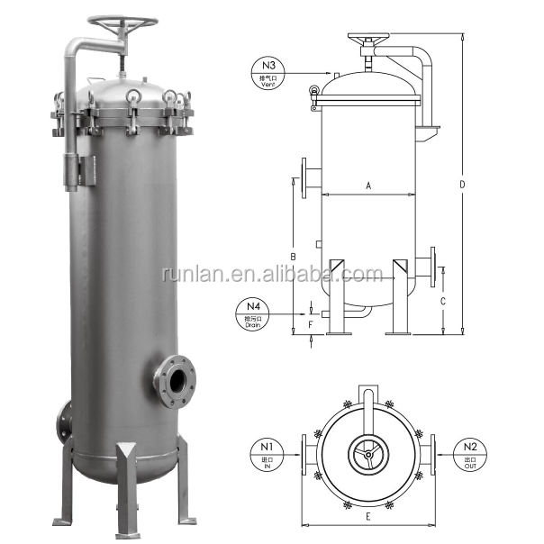 316L Stainless Steel 25 Filter Pump Provided Cartridge Filter Housing for Liquid Filtration