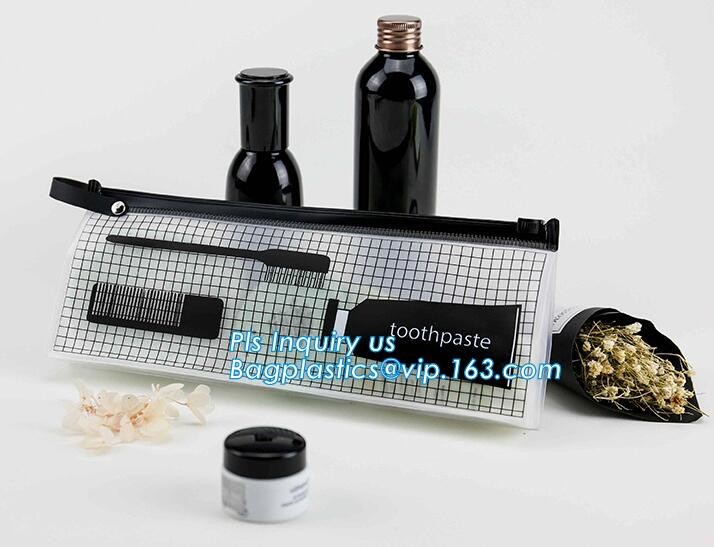k bags for cosmetic puff automatic slider zipper bag, OEM clear PVC bag/ PVC slider bag/PVC zipper bag, Make Up Or