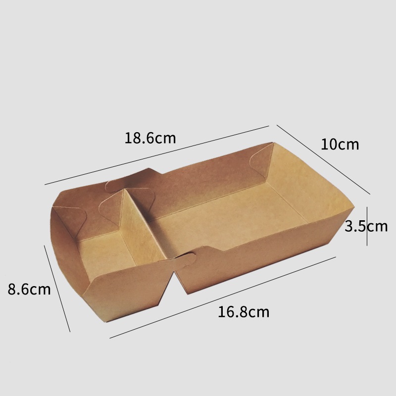 Square Custom Double Compartment Kraft Paper Box for Food Oil Proof and Eco-Friendly