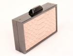 Mini Slim Pouch Fancy Clutch Bags , Gun Metal Frame Cream Clutch Bag