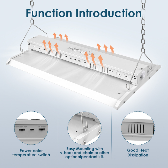 Led Linear High Bay Light 80-400W Pendant For Indoor Stadium Sport Warehouse