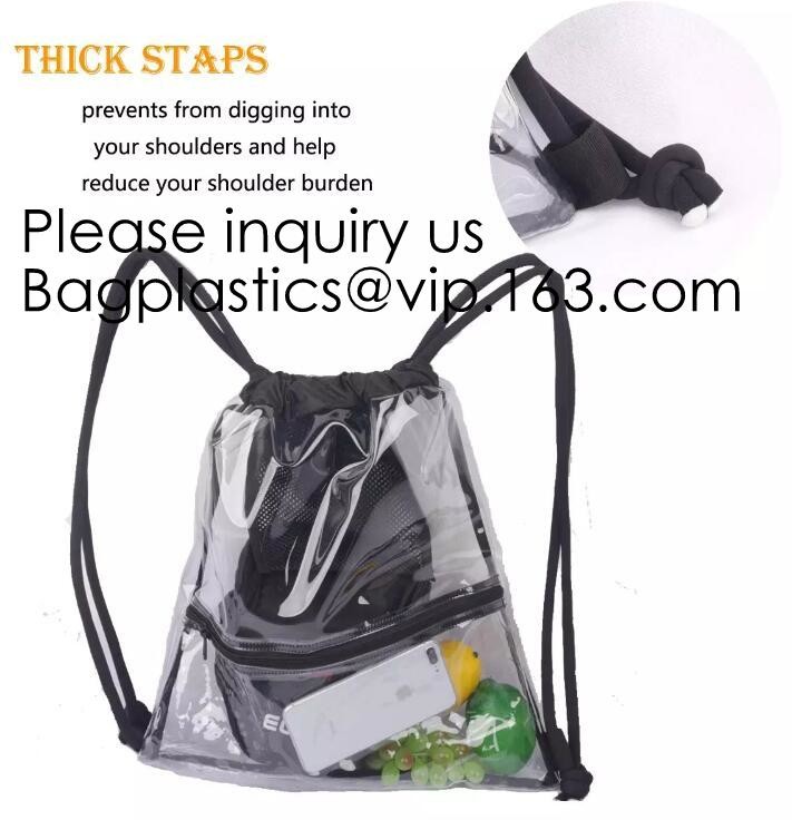Clear Cinch Bags Traveling Sport Bags,Backpack with Front Zipper Mesh Pocket,Mesh Pocket and Bottle Mesh Poket,holder