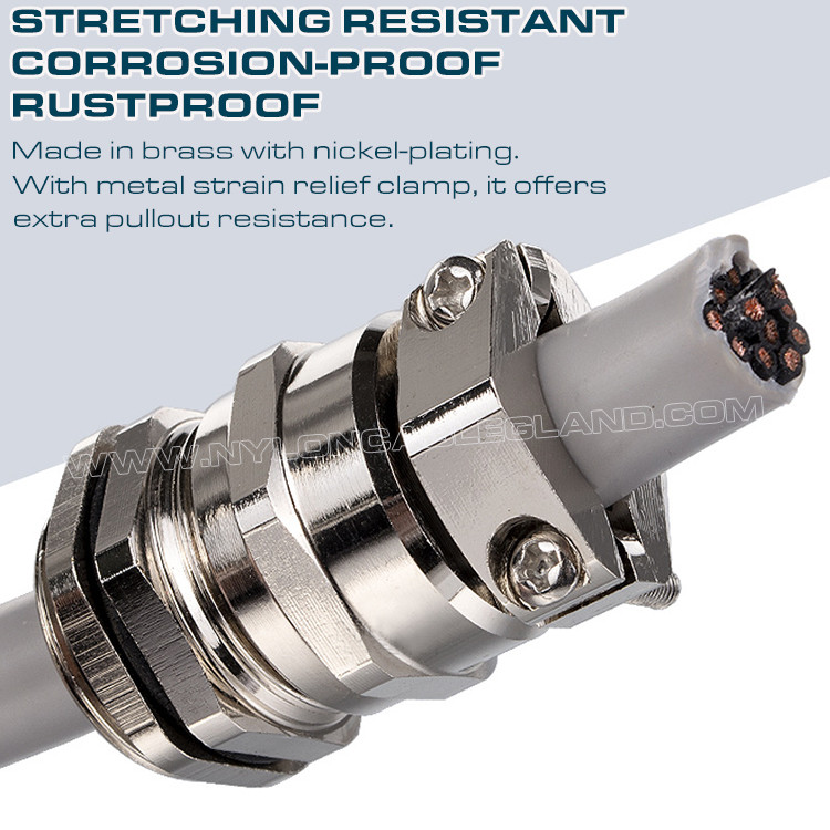 Waterproof IP68 Metal Cable Gland PG7~PG48 / M12~M64 with Strain Reliever (Clamping Device)