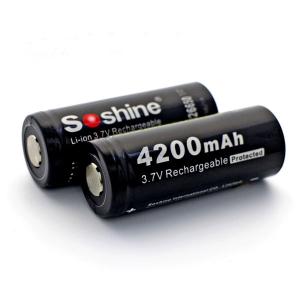Quality high capacity Soshine 3.7V rechargeable Lithium battery 26650 Protected Battery: 4200mAh wholesale