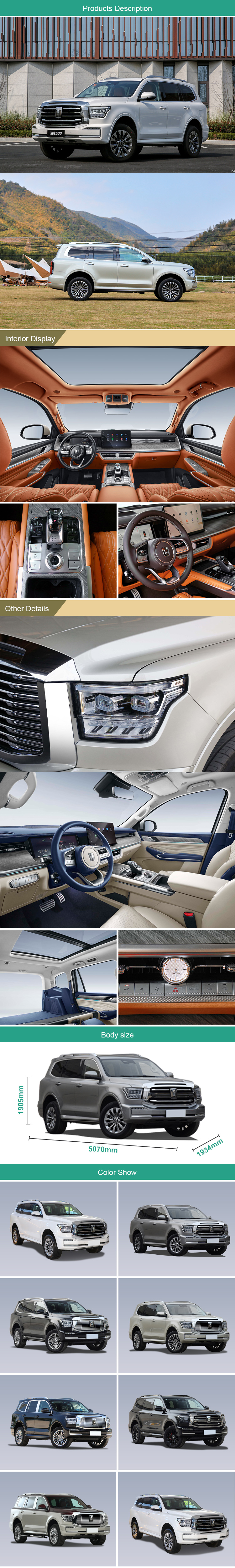2024 GMW Tank 500 3.0T Cars Electric Car 5/7 Seats Hybrid Auto 48V SPORT VERSION SUV with Multi-link Rear Suspension
