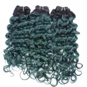 Quality #T1B/Green Deep Curly Remy Human Hair Bundles Sew In Weave Bundles Brazilian Bundle Deals wholesale