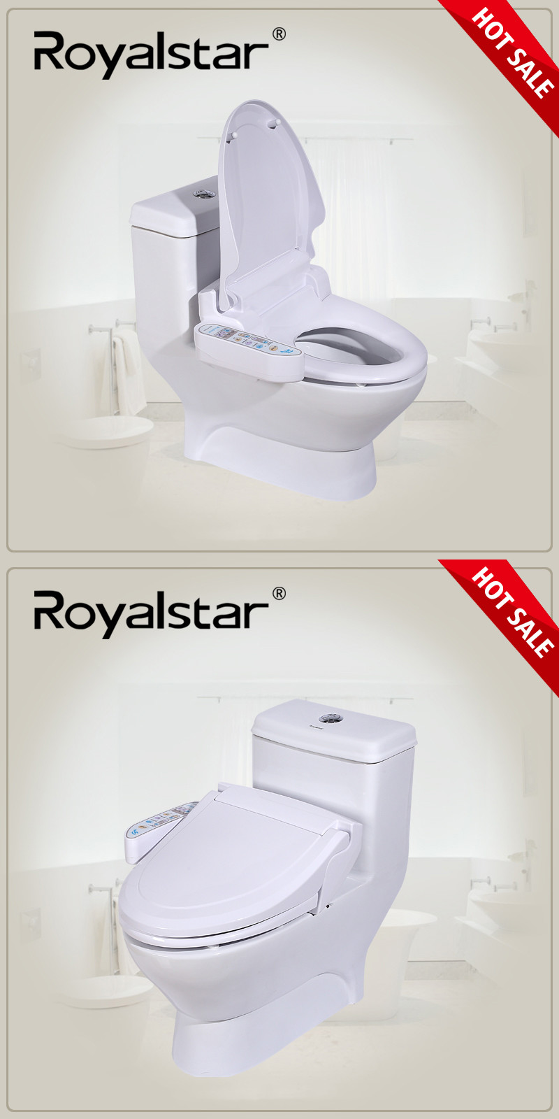 Elongated Electric Intelligent Toilet Seat Cover Dual Nozzles Design Energy Saving