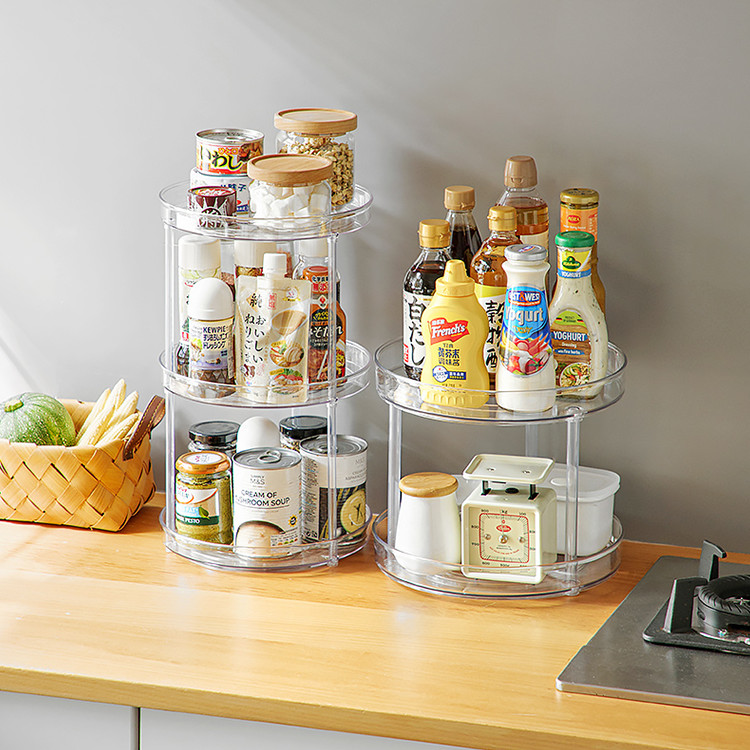 Rotating Vertical Modern Kitchen Plastic Lazy Susan Storage Holders Spice Rack