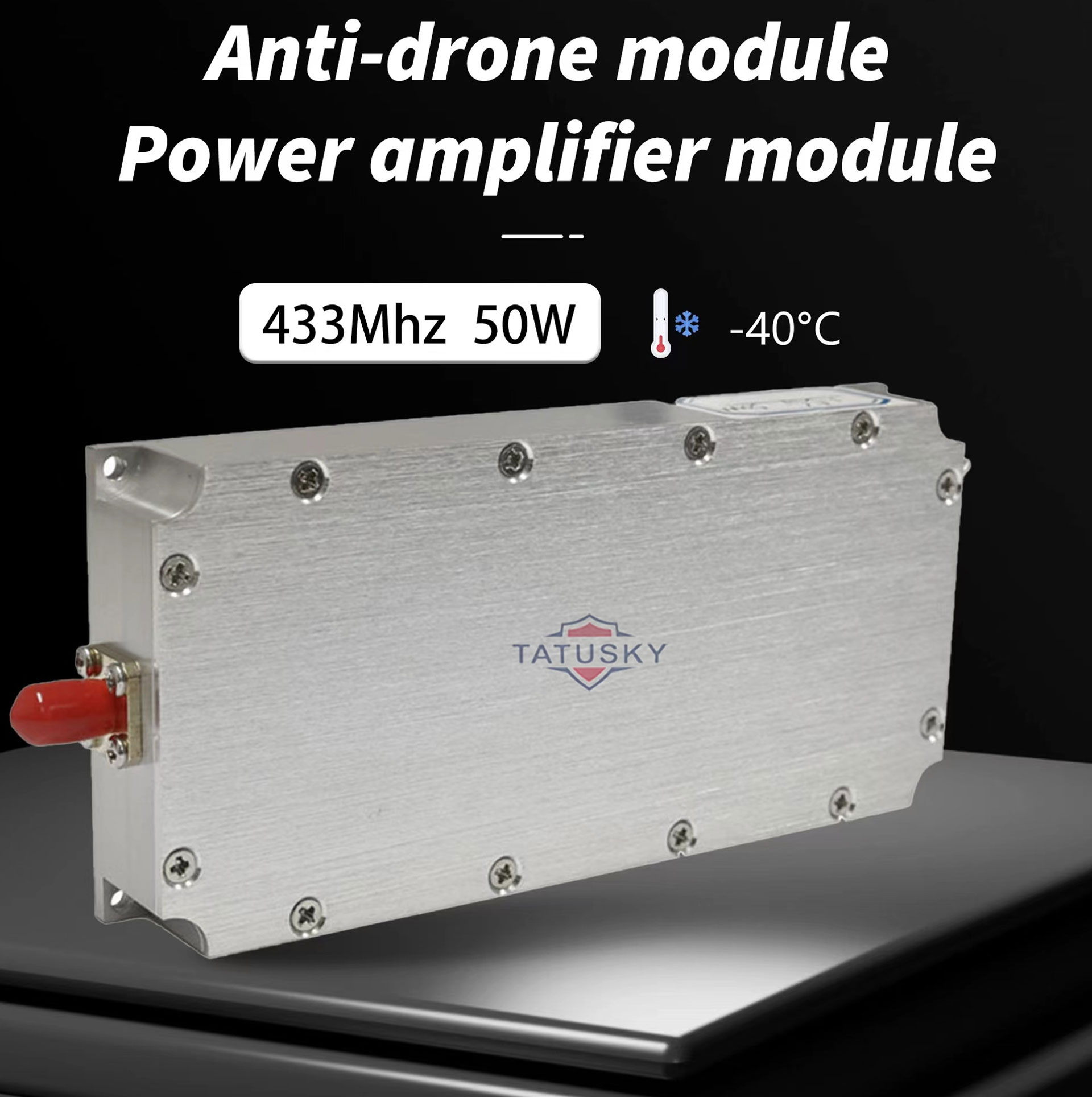 Portable RF Power Amplifier Module with RS485 Communication for anti UAV 433mhz 428-438MHZ 50W