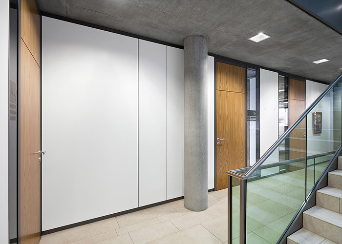 Sound Absorption Glass Partition Wall Aluminum Frame Steel Melamine HPL Panel