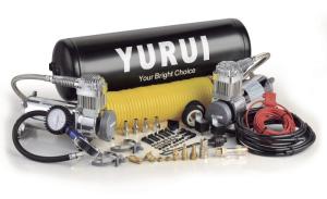 Quality Dual Onboard Air System DC12v Chrome Black Water-Proof Air Tanks Fast Inflation Air Suspension Compressor wholesale